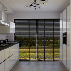 moderne witte rechte greeploze keuken met hogekastenwand