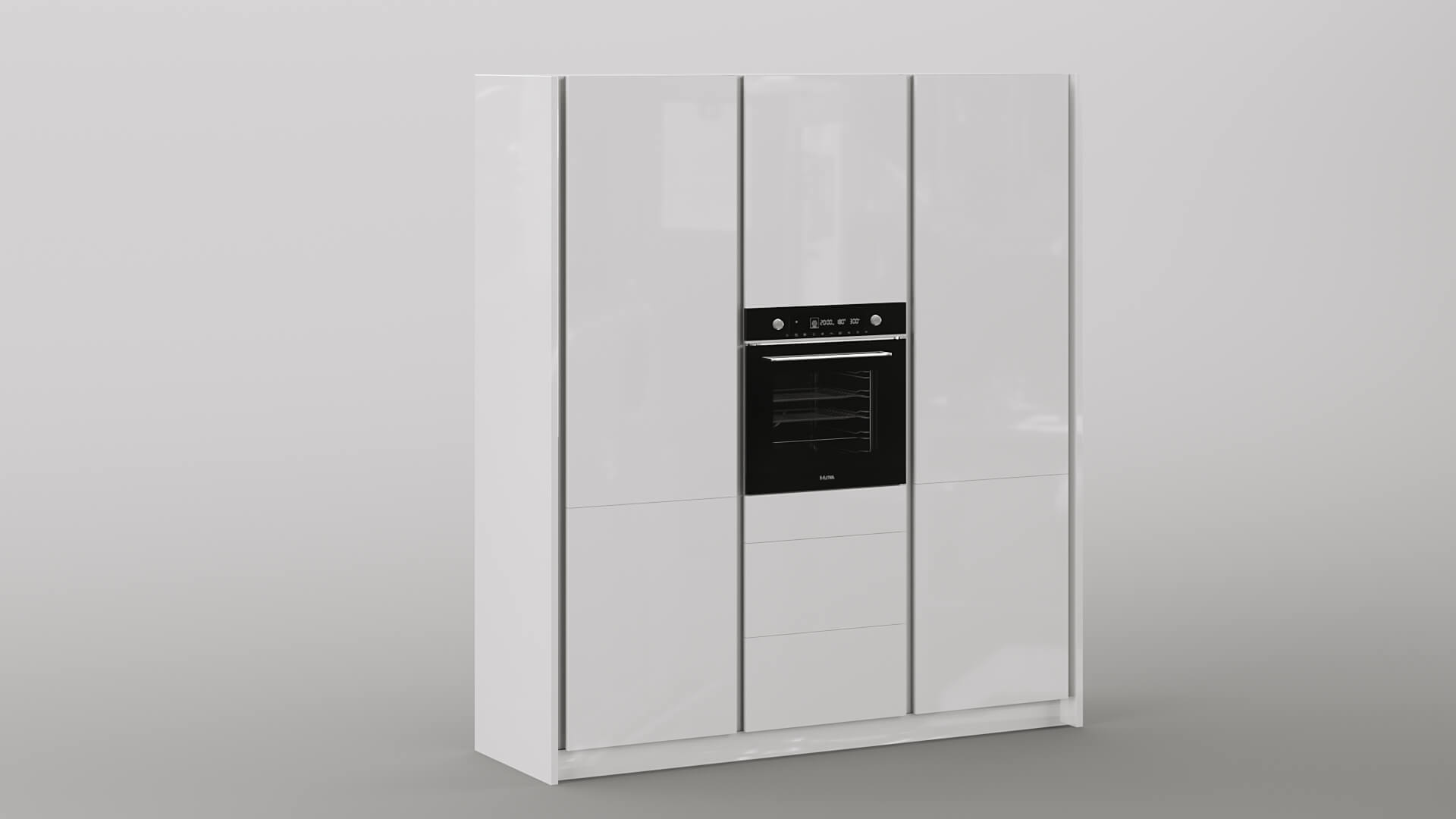 3 Hogekast modules 2100mm met een oven een koelvriescombinatie en variabele draairichting