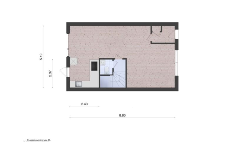 Woningplattegrond tussenhoekwoning met maten